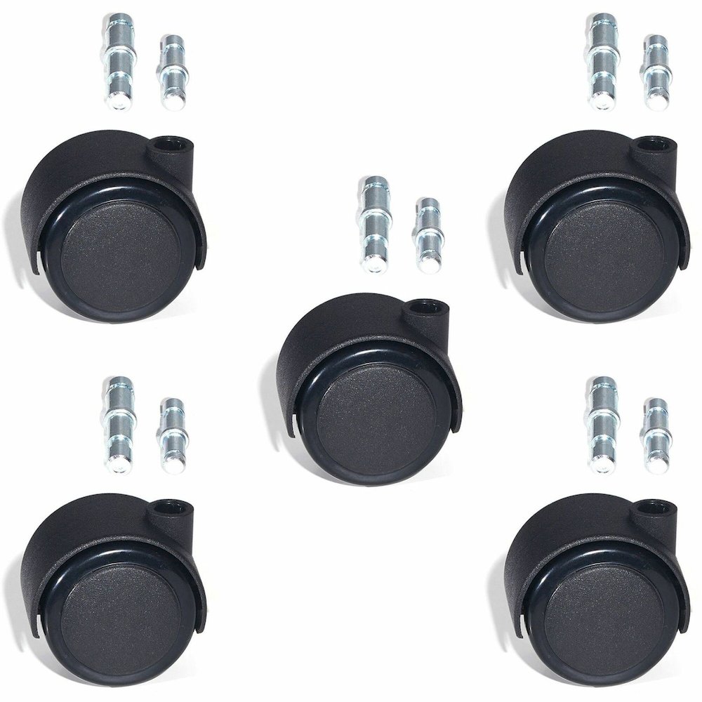Lorell Premium Soft Dual-Wheel Casters Set - 2.50" Diameter - Nylon, Metal - Black - 1 Set. Picture 1