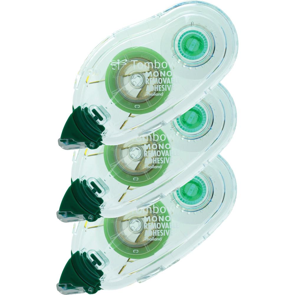 Tombow Mono Removable Adhesive Applicator Refill - 13.11 yd Length x 0.33" Width - Clear - For Card, Photo, Paper - 3 / Pack. Picture 1