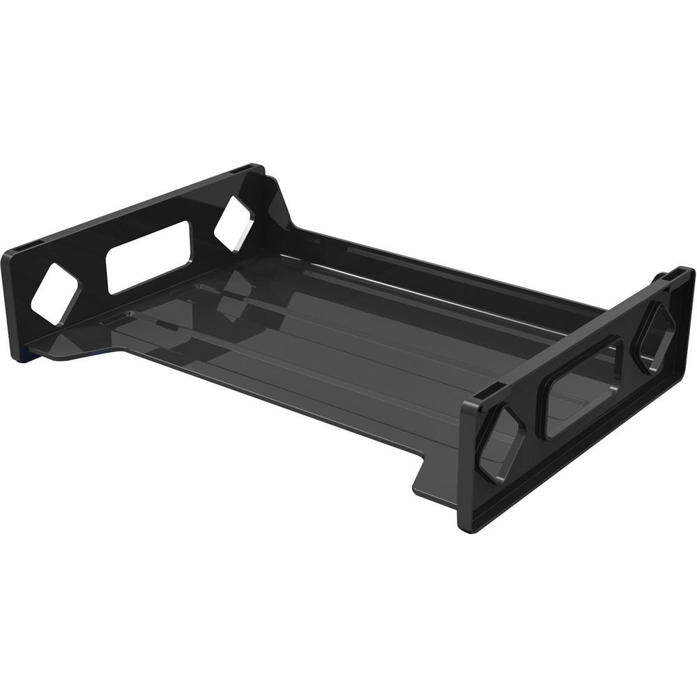 Deflecto Sustainable Office Stackable Desk Tray - 2.8" Height x 16.1" Width x 9" DepthDesktop - Stackable, Sturdy, Eco-friendly, Durable - 30% Recycled - Black - Plastic - 1 Each. Picture 1