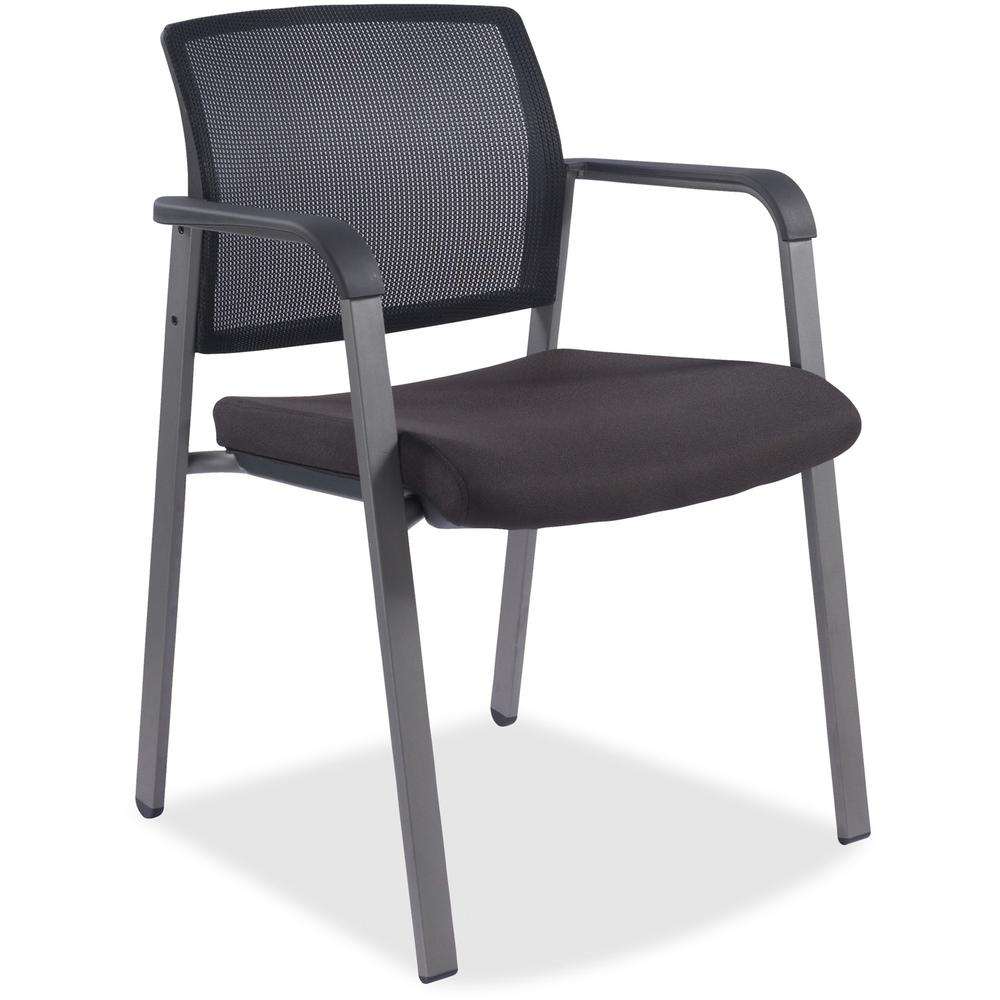 Lorell Mesh Back Guest Chair - Black Fabric Seat - Black Mesh Back - 1 Each. Picture 1