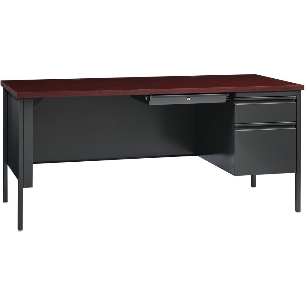 Lorell Fortress Series 66" Right-Pedestal Desk - Rectangle Top - 66" Table Top Width x 30" Table Top Depth x 1.12" Table Top Thickness - 29.50" Height - Office, File - Assembly Required - Laminated, M. Picture 1