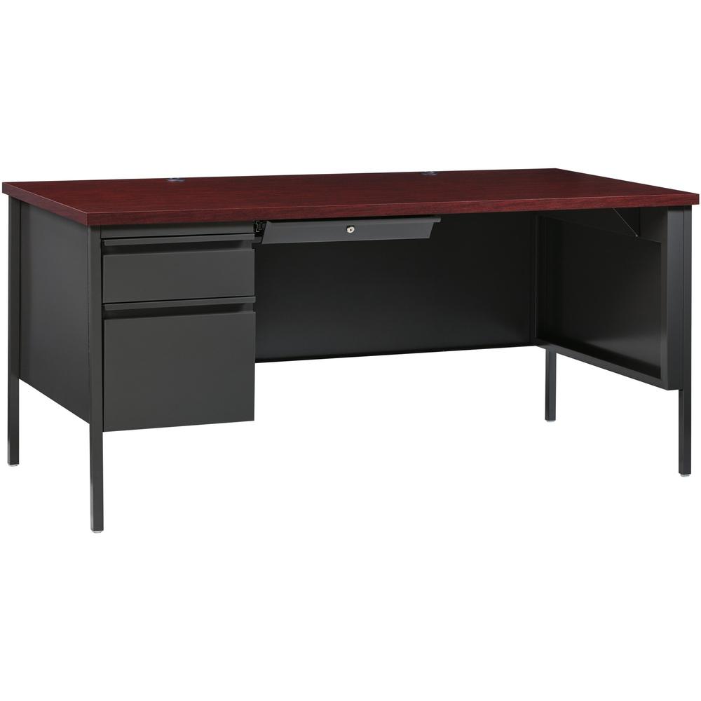 Lorell Fortress Series Left-Pedestal Desk - Rectangle Top - 66" Table Top Width x 30" Table Top Depth x 1.12" Table Top Thickness - 29.50" Height x 66" Width x 30" Depth - Office, File - Assembly Requ. Picture 1