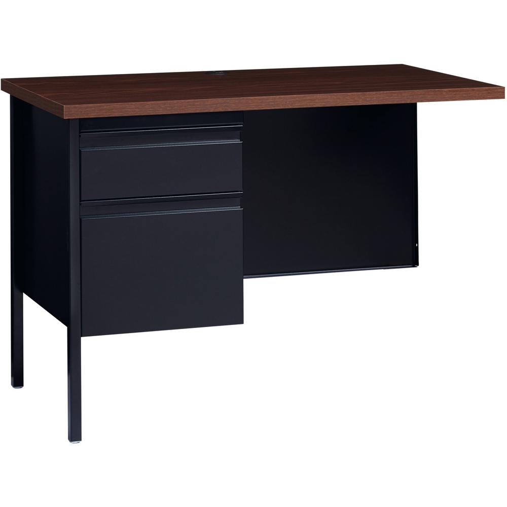 Lorell Fortress Series Left-Pedestal Return - Rectangle Top - 42" Table Top Width x 24" Table Top Depth x 1.12" Table Top Thickness - 29.50" Height - Office, File - Assembly Required - Black Walnut, L. Picture 1
