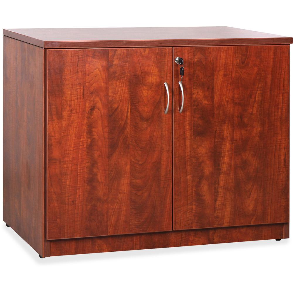 Lorell Essentials Series 2-Door Storage Cabinet - 36" Width x 22.5" Depth x 29.5" Height - 2 x Door(s) - Cherry - Laminated - Melamine Faced Chipboard (MFC) - Assembly Required. Picture 1