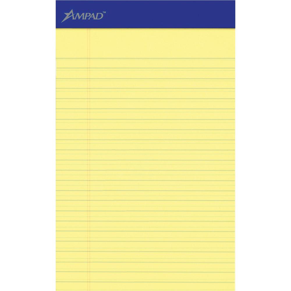 Ampad Perforated Ruled Pads - 50 Sheets - Stapled - 0.28" Ruled - 5" x 8" Sheet Size - Dark Blue Binding - Chipboard Backing, Sturdy Back, Tear Resistant, Perforated - 1 Dozen. Picture 1