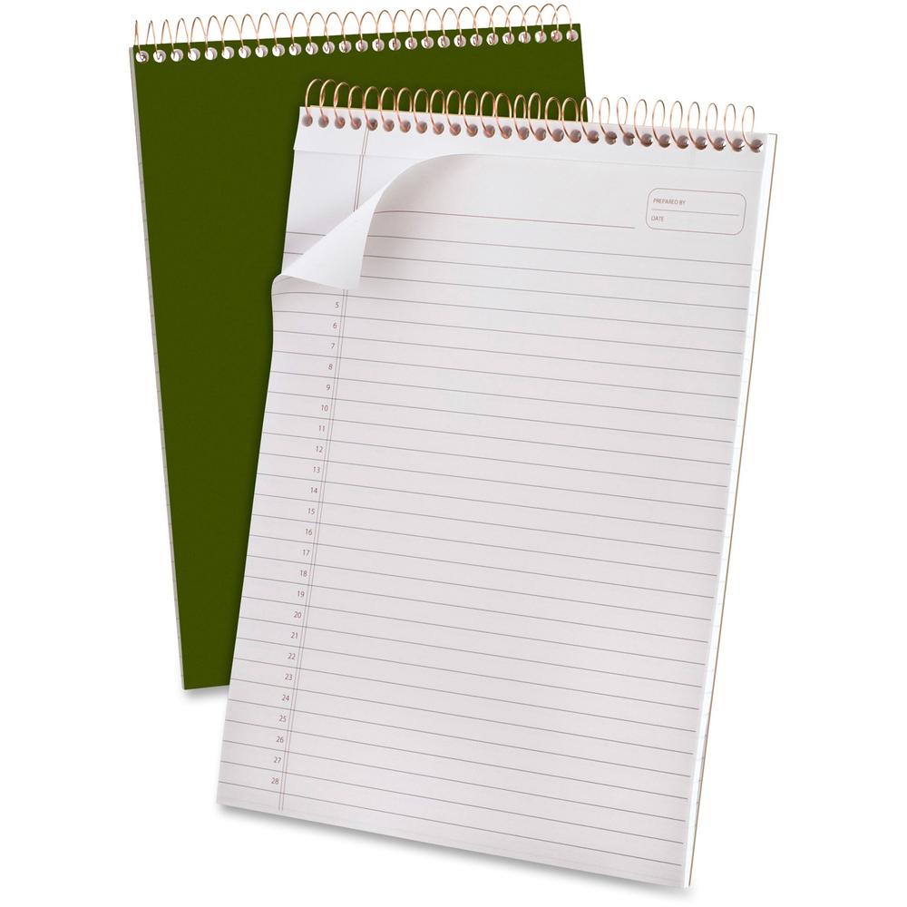 Ampad Gold Fibre Classic Wirebound Legal Pads - 70 Sheets - Wire Bound - 0.34" Ruled - 20 lb Basis Weight - 8 1/2" x 11 3/4" - White Paper - Classic Green Cover - Micro Perforated, Stiff-back, Chipboa. Picture 1