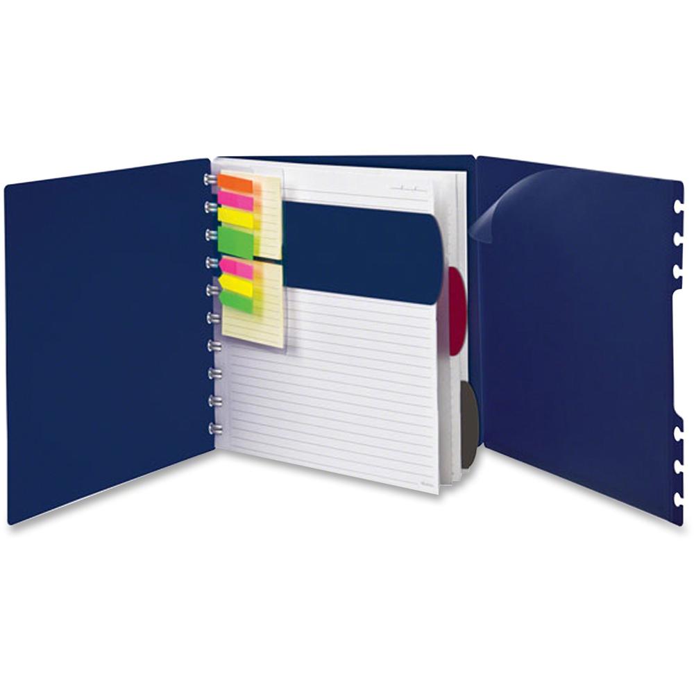 TOPS Ampad Versa Crossover Notebook - Letter - 60 Sheets - Spiral - 24 lb Basis Weight - Letter - 8 1/2" x 11" - NavyPoly Cover - Repositionable, Pocket, Micro Perforated - 1 Each. Picture 1