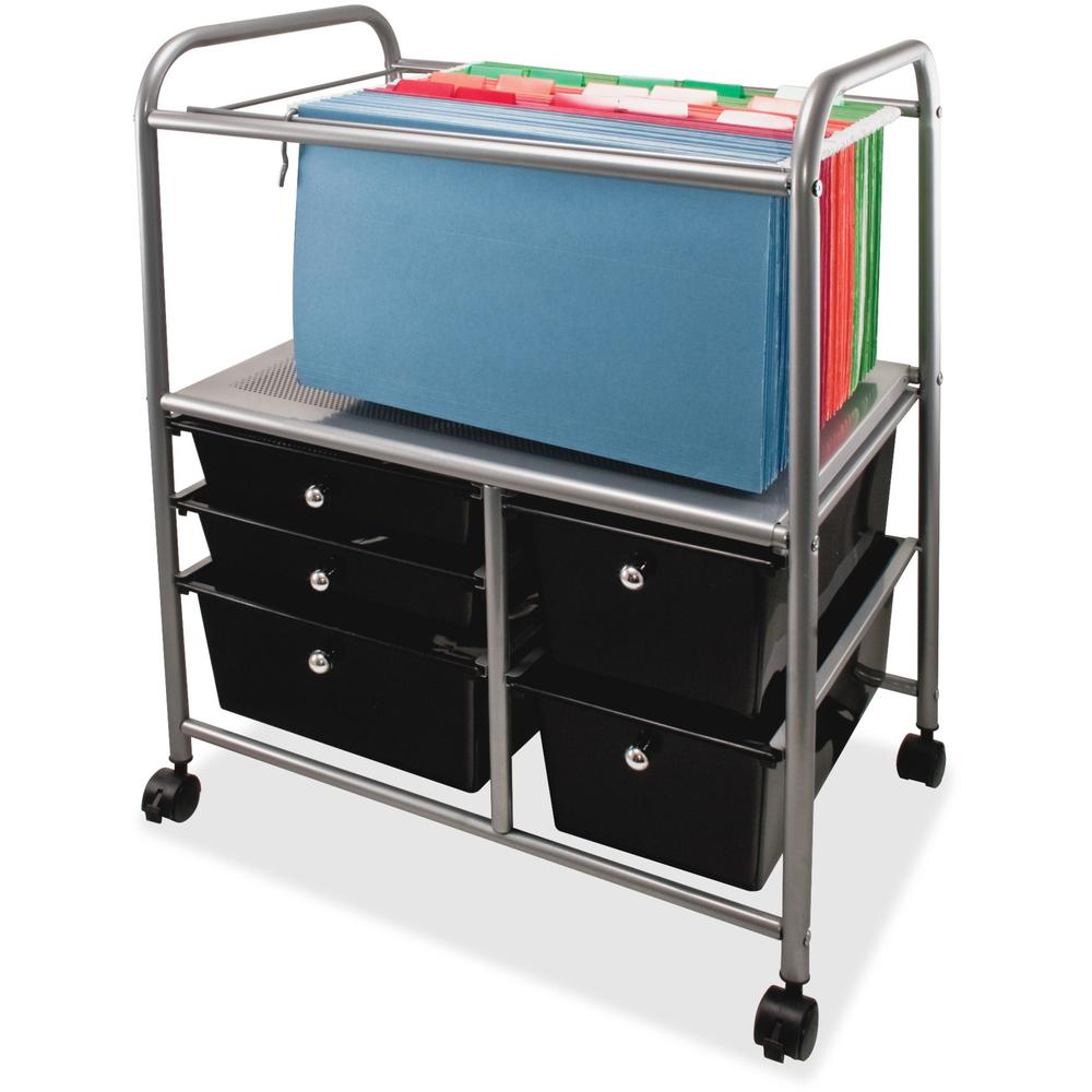 Advantus 5-Drawer Storage File Cart - 5 Drawer - 4 Casters - 21.9" Length x 15.3" Width x 28.9" Height - Chrome Frame - Silver, Chrome, Black - 1 Each. Picture 1