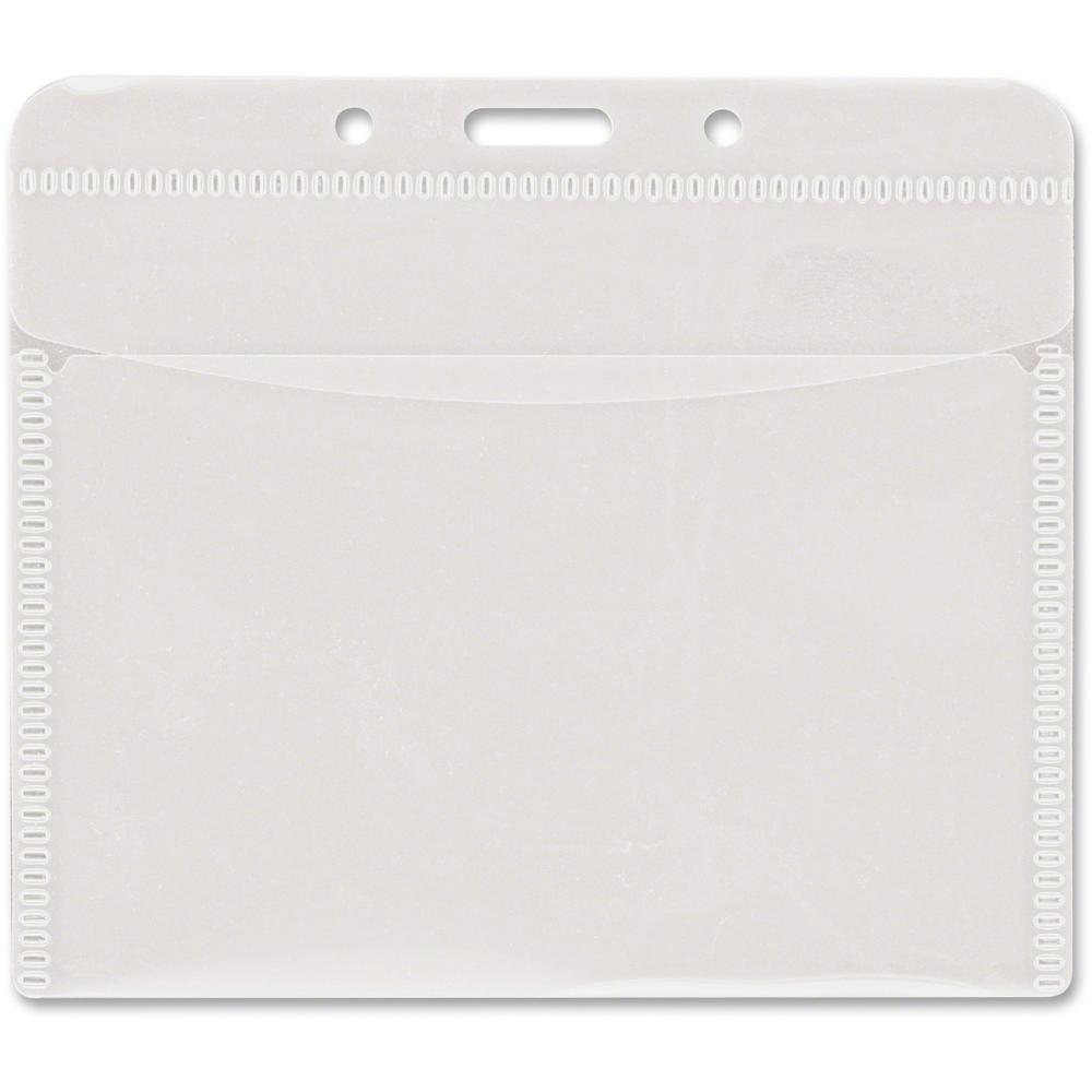 Advantus PVC-Free Horizontal Badge Holder - Support 4" x 3" Media - Horizontal - Polypropylene - 50 / Pack - Clear. Picture 1