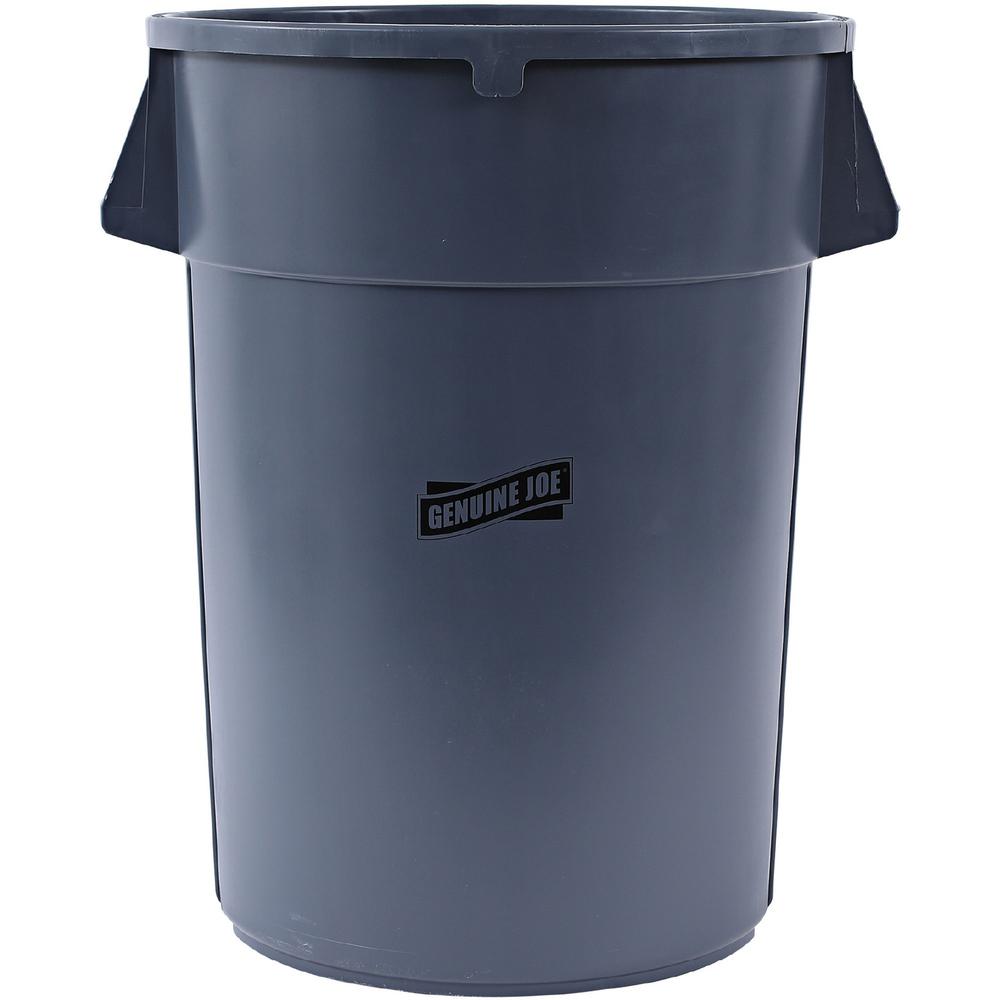Genuine Joe 44-gallon Heavy-duty Trash Container - 44 gal Capacity - Heavy Duty, Handle - 24" Height x 31.5" Width x 24" Depth - Gray - 1 Each. Picture 1