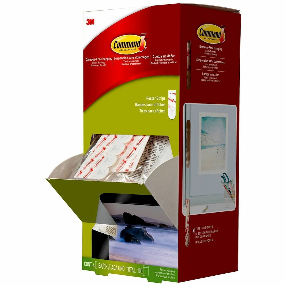 Command Poster Strips Trial Pack - 2.13" Length x 0.75" Width - White - Foam - Stain Resistant, Damage Resistant - For Photo, Poster, Calendar, Wood, Tile, Metal, Painted Surface, Wall - 4/Pack - 1 Ca. Picture 1