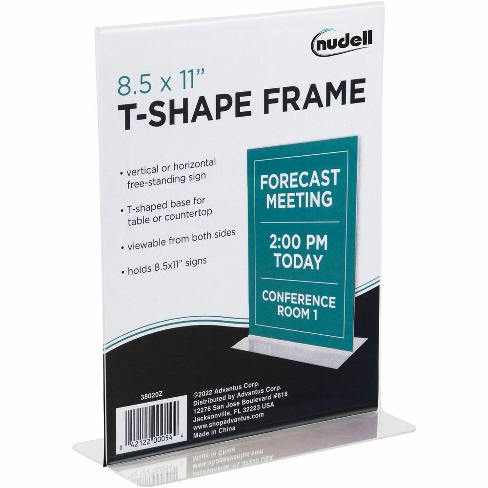 Golite nu-dell Freestanding T-shaped Sign Holder - 8.5" Width x 11" Height - Rectangular Shape - Double Sided - Self-standing - Photo, Signage, Notice - Plastic - 1 Each. Picture 1