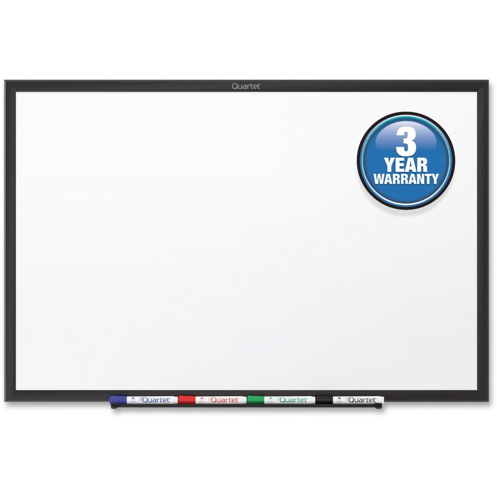 Quartet Classic Total Erase Whiteboard - 72" (6 ft) Width x 48" (4 ft) Height - White Melamine Surface - Black Aluminum Frame - Horizontal/Vertical - 1 Each - TAA Compliant. Picture 1
