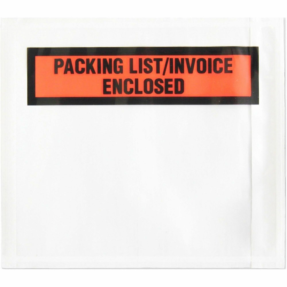 Sparco Pre-Labeled Waterproof Packing Envelopes - Packing List - 4 1/2" Width x 5 1/2" Length - Self-adhesive Seal - White - Low Density Polyethylene (LDPE) - 1000 / Box. Picture 1
