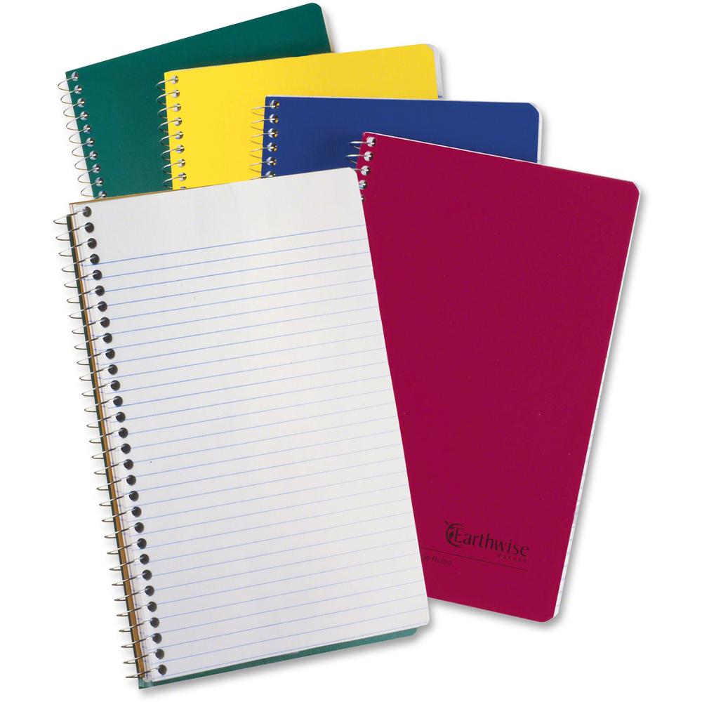 Oxford 3-subject Small Wirebound Notebook - 150 Sheets - Spiral - 15 lb Basis Weight - 6" x 9 1/2" Sheet Size - White Paper - Assorted Kraft Cover - Perforated, Easy Tear, Rigid, Subject - Recycled - . Picture 1