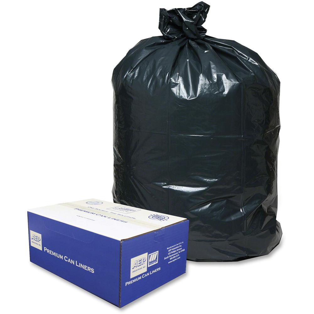 Berry Opaque Linear Low-Density Can Liners - Extra Large Size - 60 gal Capacity - 58" Length x 38" Width - Low Density - Black - Can - Recycled - 100 / Carton. Picture 1