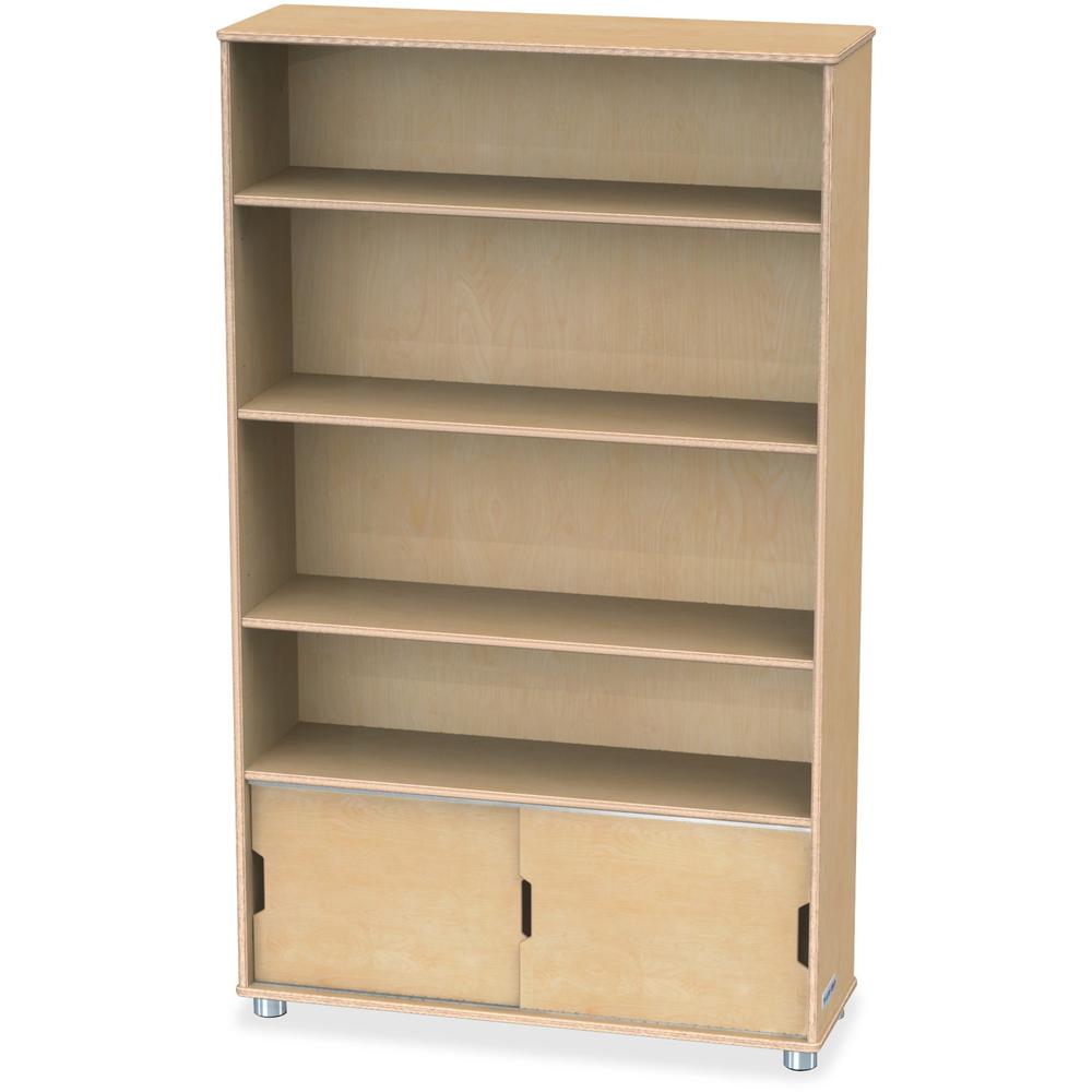 Jonti-Craft TrueModern Bookcase Storage - 4 Compartment(s) - 60" Height x 36" Width x 12" Depth - Adjustable Shelf, Durable - Baltic - Anodized Aluminum, Birch - 1 Each. Picture 1