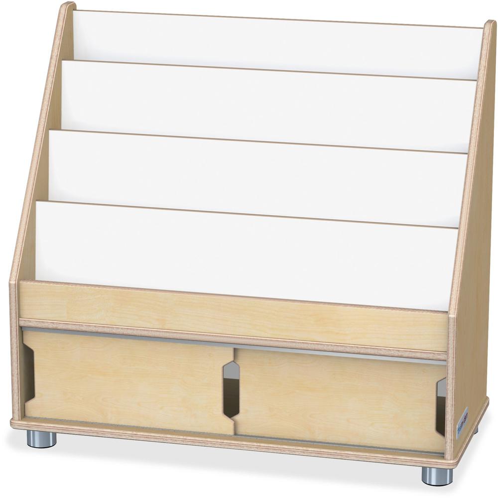 Jonti-Craft TrueModern Book Rack - 4 Pocket(s) - 28.5" Height x 30" Width x 13.5" Depth - Sliding Door, Durable, Rounded Corner - Baltic - Anodized Aluminum, Baltic Birch - 1 Each. Picture 1