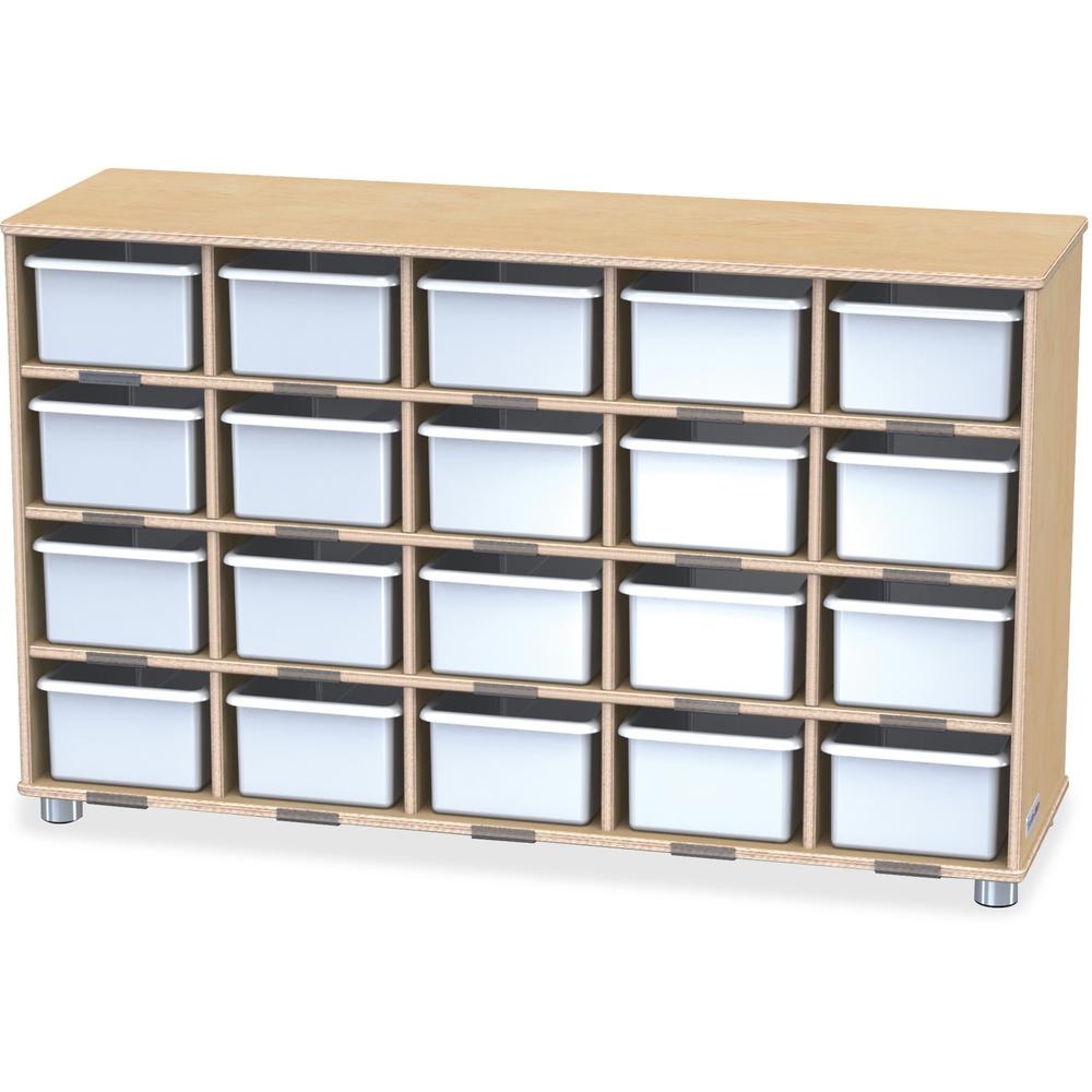 Jonti-Craft TrueModern 20-Cubbie Bins Storage - 20 Compartment(s) - 29.5" Height x 48.5" Width x 15" Depth - Durable, Rounded Corner, Yellowing Resistant - UV Acrylic - Baltic, White - Anodized Alumin. Picture 1