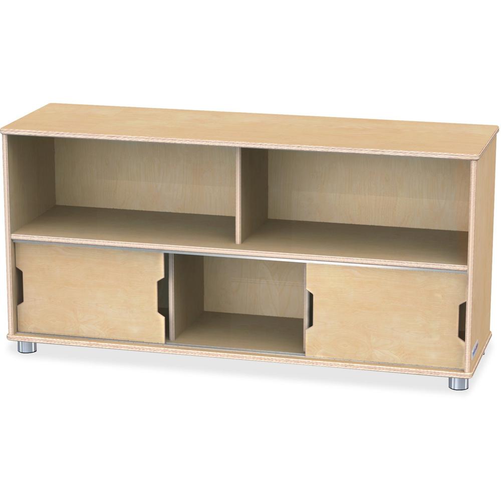 Jonti-Craft TrueModern Storage Shelves - 24" Height x 48.5" Width x 15" Depth - Durable, Yellowing Resistant, Rounded Corner, Sliding Door - UV Acrylic - Baltic - Anodized Aluminum, Baltic Birch - 1 E. Picture 1
