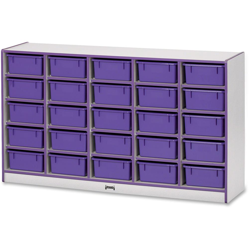 Jonti-Craft Rainbow Accents Mobile Tub Bin Storage - 25 Compartment(s) - 35.5" Height x 60" Width x 15" Depth - Durable, Laminated - Purple - Hard Rubber - 1 Each. Picture 1