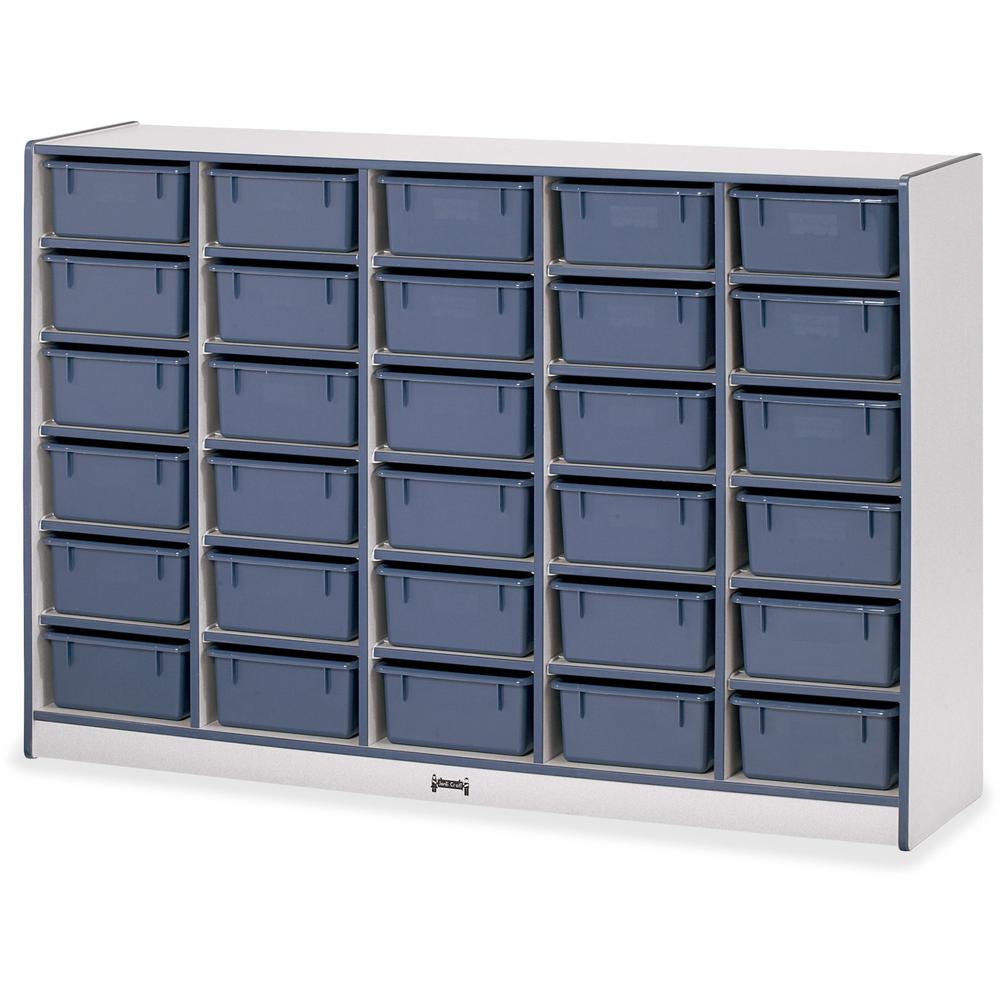 Jonti-Craft Rainbow Accents Mobile Tub Bin Storage - 30 Compartment(s) - 42" Height x 60" Width x 15" Depth - Durable, Laminated - Navy - Hard Rubber - 1 Each. Picture 1