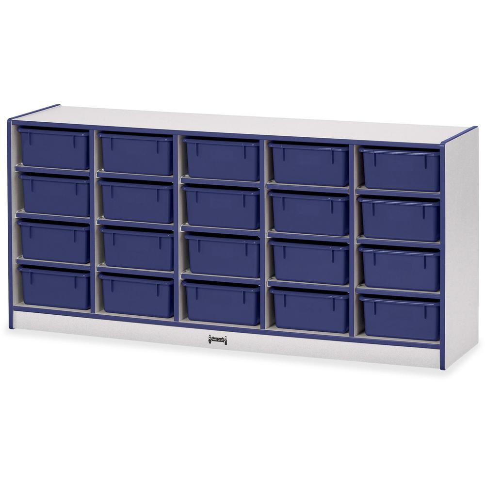 Jonti-Craft Rainbow Accents Cubbie Mobile Storage - 20 Compartment(s) - 29.5" Height x 24.5" Width x 15" Depth - Durable, Laminated - Blue - Hard Rubber - 1 Each. Picture 1