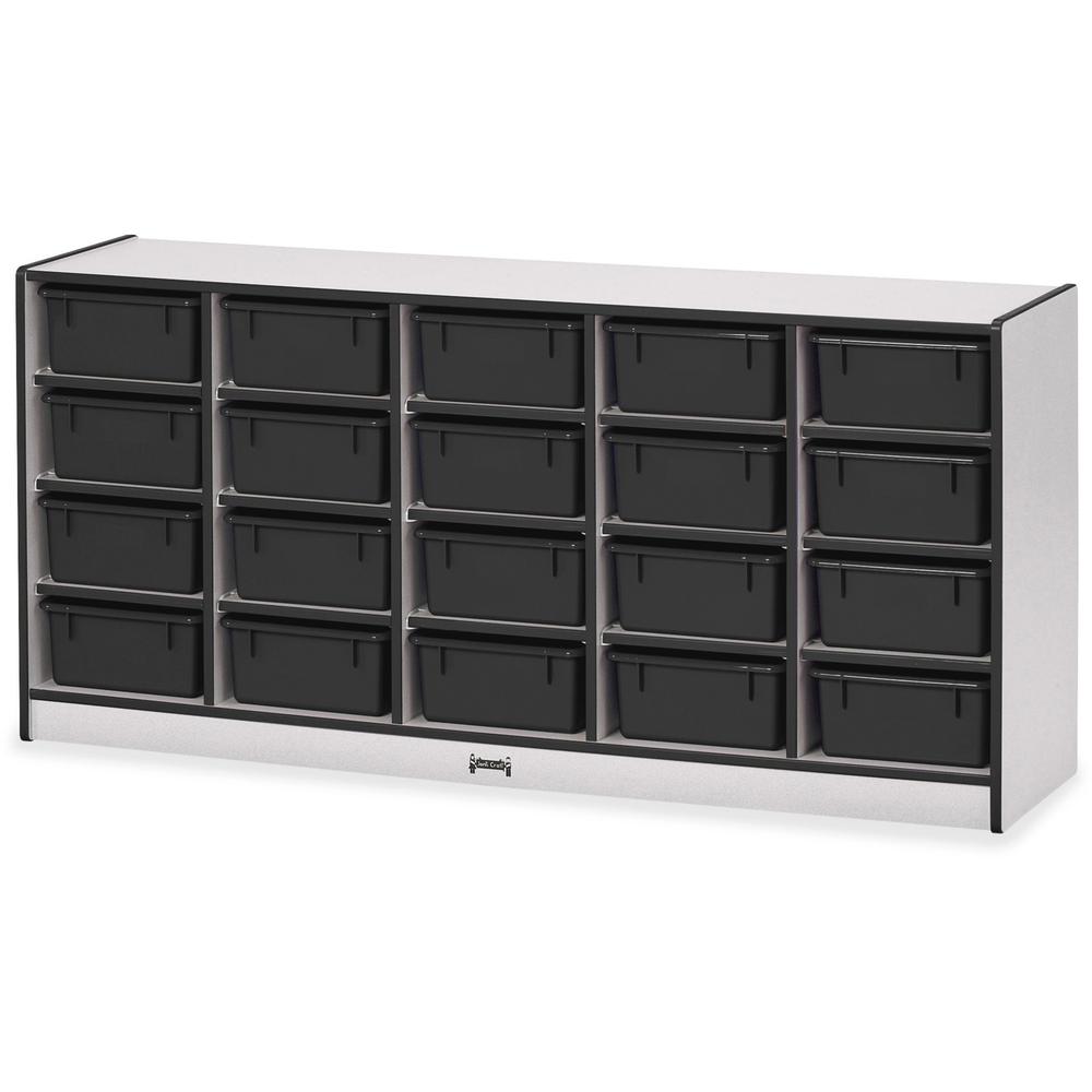 Jonti-Craft Rainbow Accents Cubbie Mobile Storage - 20 Compartment(s) - 29.5" Height x 24.5" Width x 15" Depth - Durable, Laminated - Black - Hard Rubber - 1 Each. Picture 1