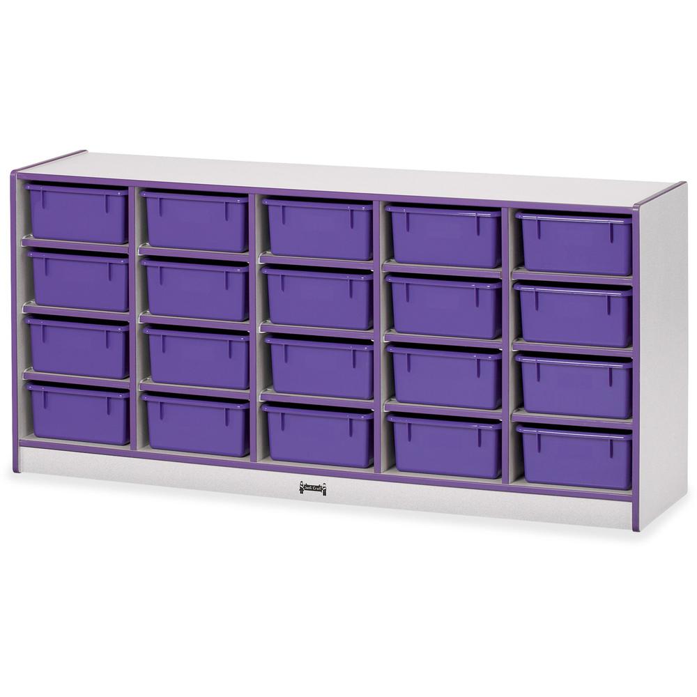 Jonti-Craft Rainbow Accents Mobile Tub Bin Storage - 20 Compartment(s) - 29.5" Height x 24.5" Width x 15" Depth - Durable, Laminated - Purple - Hard Rubber - 1 Each. Picture 1