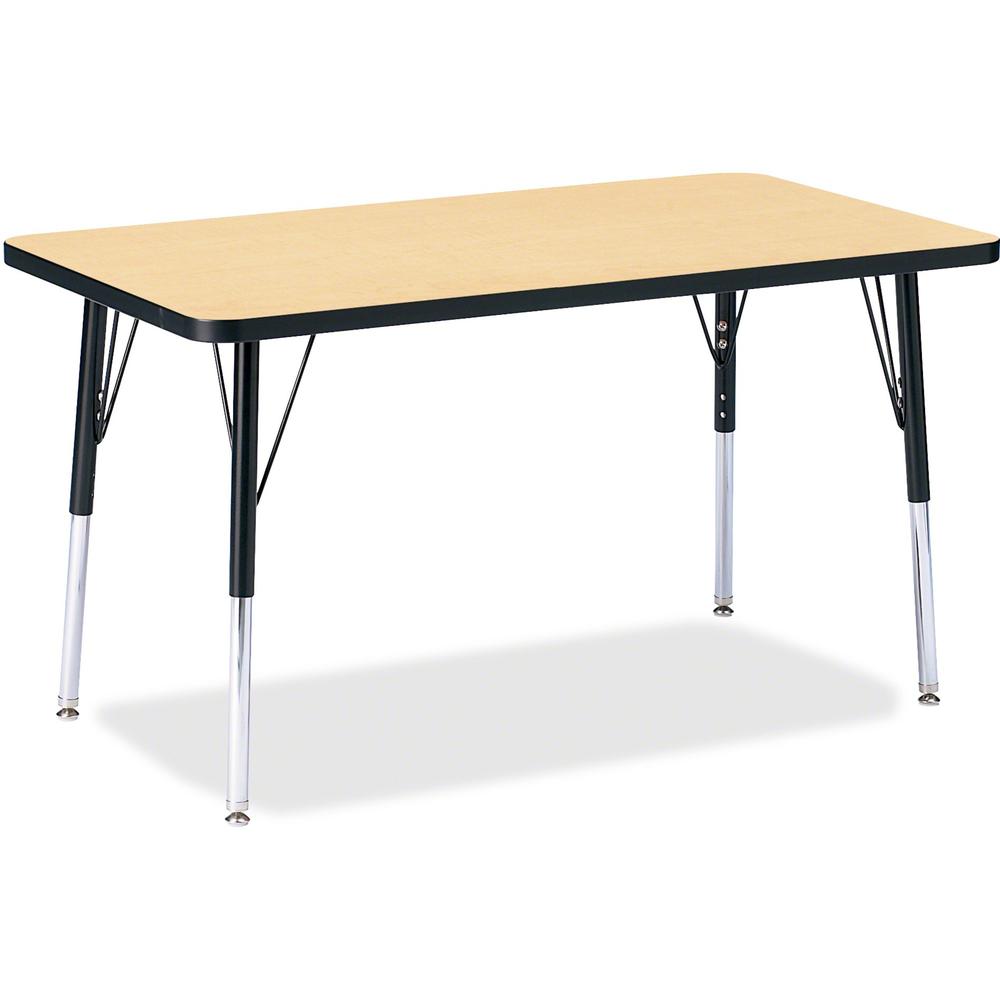 Jonti-Craft Berries Adult Height Color Top Rectangle Table - Laminated Rectangle, Maple Top - Four Leg Base - 4 Legs - Adjustable Height - 24" to 31" Adjustment - 36" Table Top Length x 24" Table Top . Picture 1