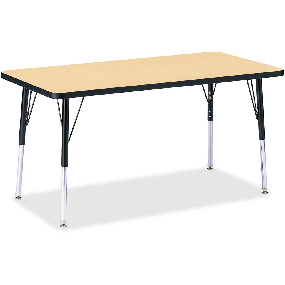 Jonti-Craft Berries Adult Height Color Top Rectangle Table - Laminated Rectangle, Maple Top - Four Leg Base - 4 Legs - Adjustable Height - 24" to 31" Adjustment - 48" Table Top Length x 24" Table Top . Picture 1