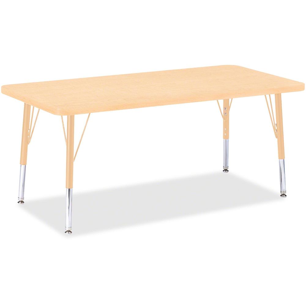Jonti-Craft Berries Adult Height Maple Top/Edge Rectangle Table - Laminated Rectangle, Maple Top - Four Leg Base - 4 Legs - Adjustable Height - 24" to 31" Adjustment - 48" Table Top Length x 24" Table. Picture 1