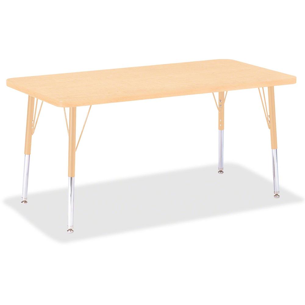 Jonti-Craft Berries Elementary Maple Laminate Rectangle Table - Laminated Rectangle, Maple Top - Four Leg Base - 4 Legs - Adjustable Height - 15" to 24" Adjustment - 48" Table Top Length x 24" Table T. Picture 1