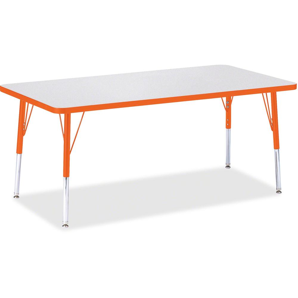 Jonti-Craft Berries Elementary Height Color Edge Rectangle Table - Laminated Rectangle, Orange Top - Four Leg Base - 4 Legs - Adjustable Height - 15" to 24" Adjustment - 60" Table Top Length x 30" Tab. Picture 1