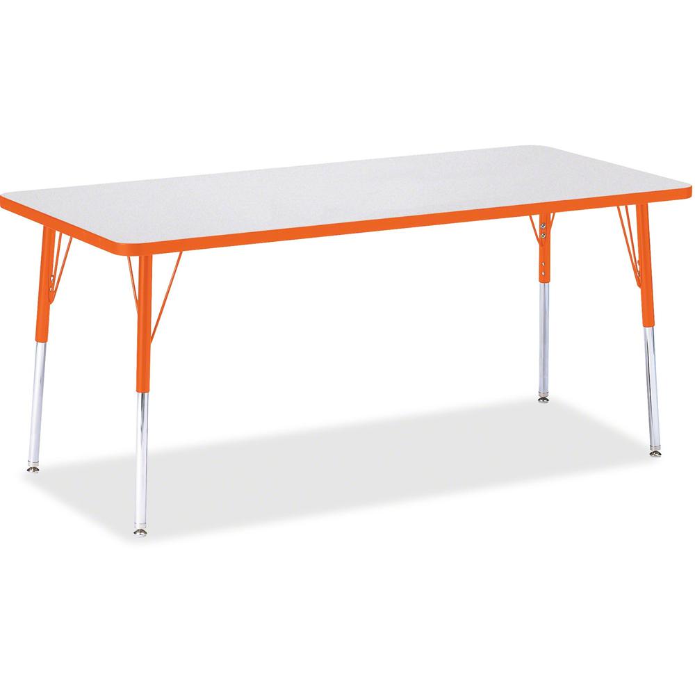 Jonti-Craft Berries Adult Height Color Edge Rectangle Table - Laminated Rectangle, Orange Top - Four Leg Base - 4 Legs - Adjustable Height - 24" to 31" Adjustment - 72" Table Top Length x 30" Table To. Picture 1