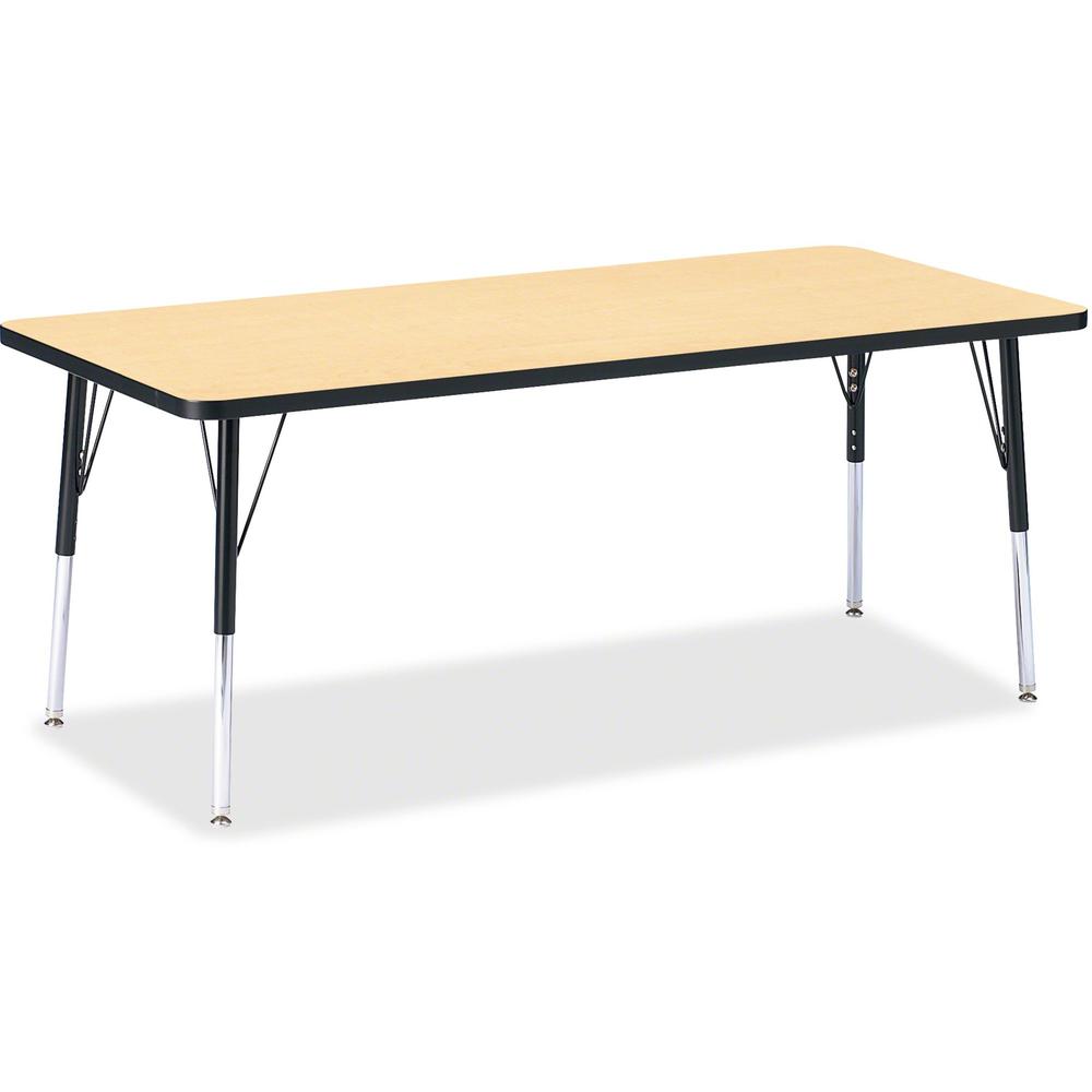 Jonti-Craft Berries Elementary Height Color Top Rectangle Table - Laminated Rectangle, Maple Top - Four Leg Base - 4 Legs - Adjustable Height - 15" to 24" Adjustment - 72" Table Top Length x 30" Table. Picture 1