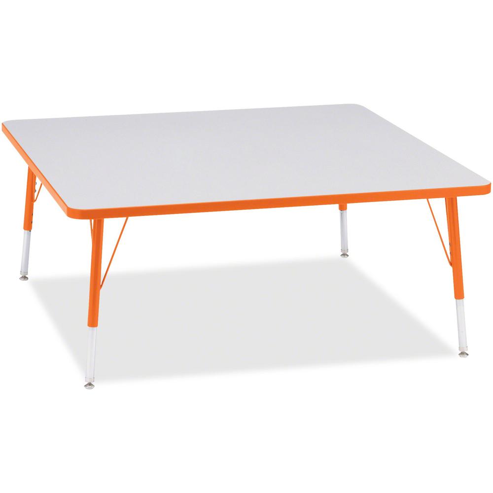 Jonti-Craft Berries Elementary Height Color Edge Square Table - Laminated Square, Orange Top - Four Leg Base - 4 Legs - Adjustable Height - 15" to 24" Adjustment - 48" Table Top Length x 48" Table Top. Picture 1