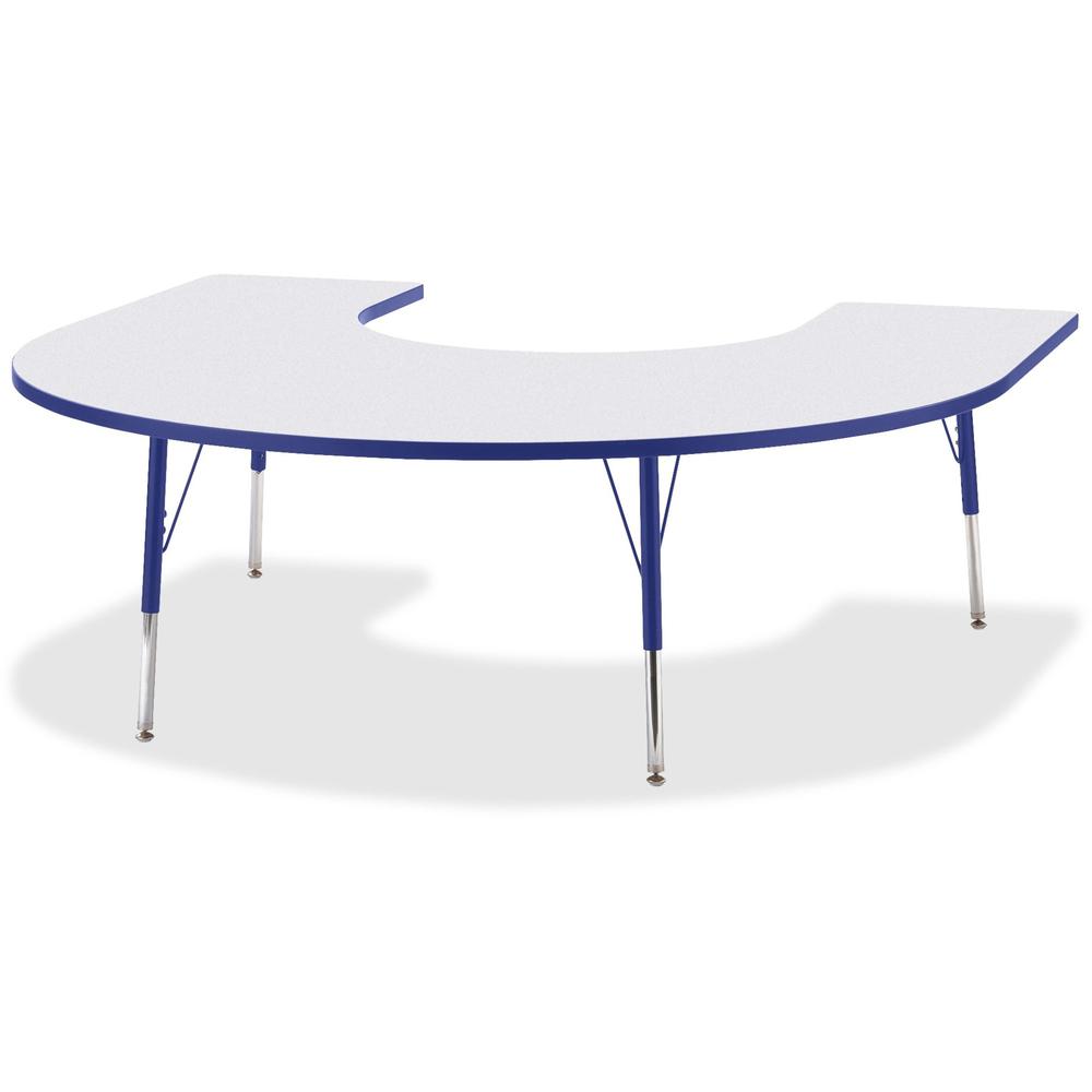 Jonti-Craft Berries Prism Horseshoe Student Table - Gray Horseshoe-shaped, Laminated Top - Four Leg Base - 4 Legs - Adjustable Height - 24" to 31" Adjustment - 66" Table Top Length x 60" Table Top Wid. Picture 1