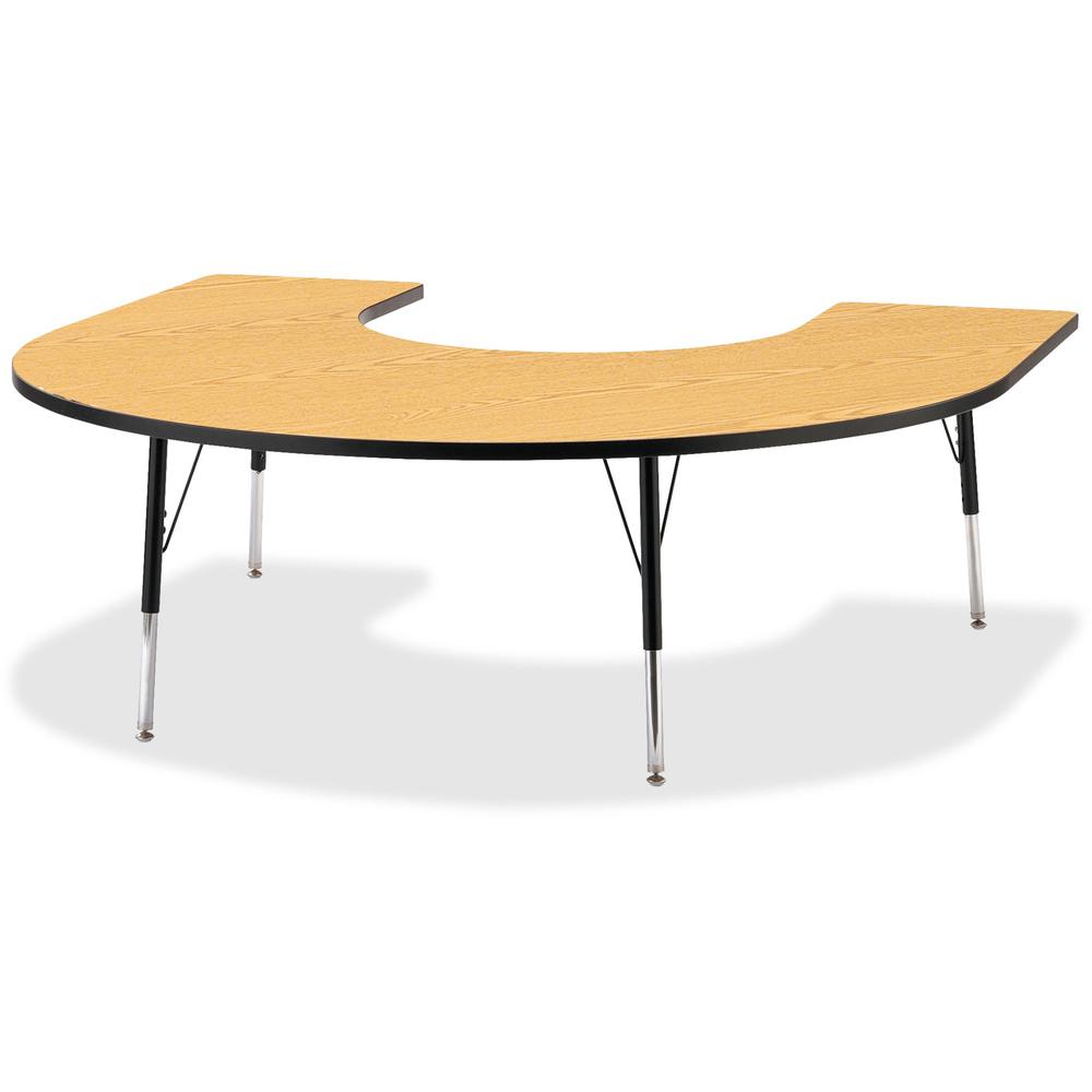 Jonti-Craft Berries Adult Black Edge Horseshoe Table - Black Oak Horseshoe-shaped, Laminated Top - Four Leg Base - 4 Legs - Adjustable Height - 24" to 31" Adjustment - 66" Table Top Length x 60" Table. Picture 1
