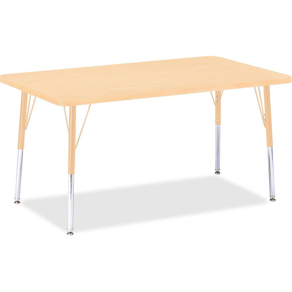 Jonti-Craft Berries Adult Height Maple Top/Edge Rectangle Table - Laminated Rectangle, Maple Top - Four Leg Base - 4 Legs - Adjustable Height - 24" to 31" Adjustment - 48" Table Top Length x 30" Table. Picture 1