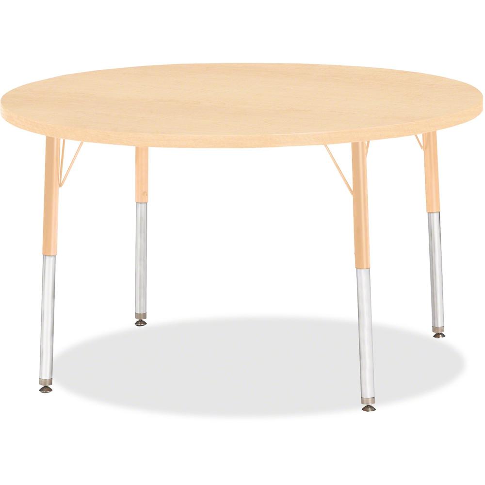 Jonti-Craft Berries Elementary Height. Maple Top/Edge Round Table - Laminated Round, Maple Top - Four Leg Base - 4 Legs - Adjustable Height - 15" to 24" Adjustment x 1.13" Table Top Thickness x 42" Ta. Picture 1
