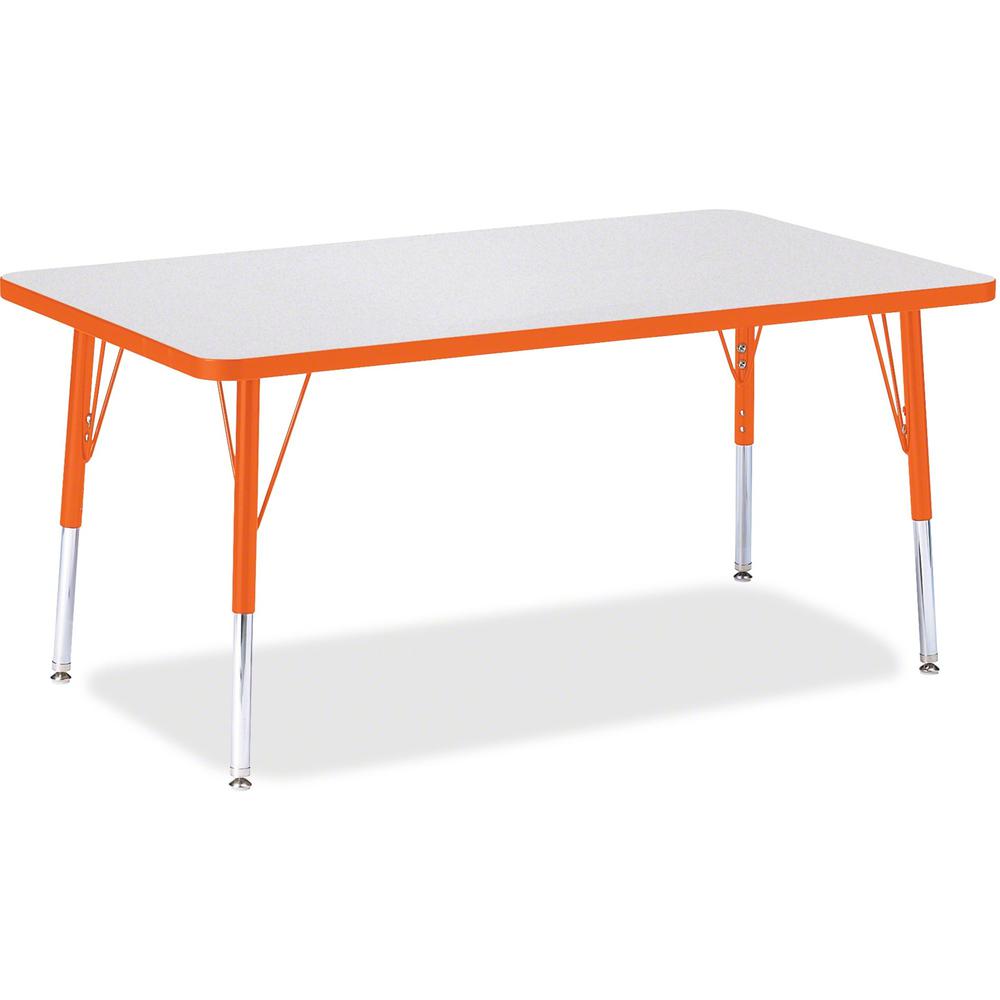Jonti-Craft Berries Elementary Height Color Edge Rectangle Table - Gray Rectangle Top - Four Leg Base - 4 Legs - Adjustable Height - 15" to 24" Adjustment - 48" Table Top Length x 30" Table Top Width . Picture 1