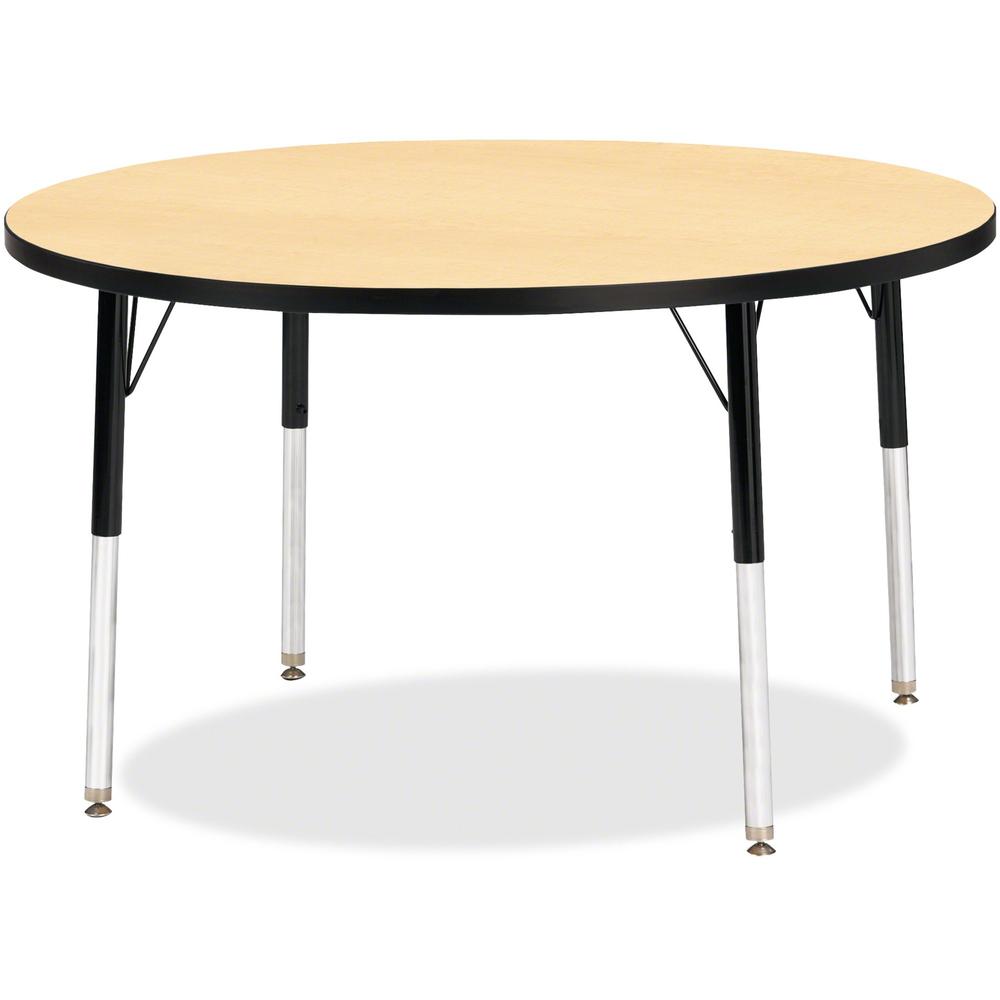 Jonti-Craft Berries Elementary Height Classic Round Color Top Table - Laminated Round, Maple Top - Four Leg Base - 4 Legs - Adjustable Height - 15" to 24" Adjustment x 1.13" Table Top Thickness x 42" . Picture 1