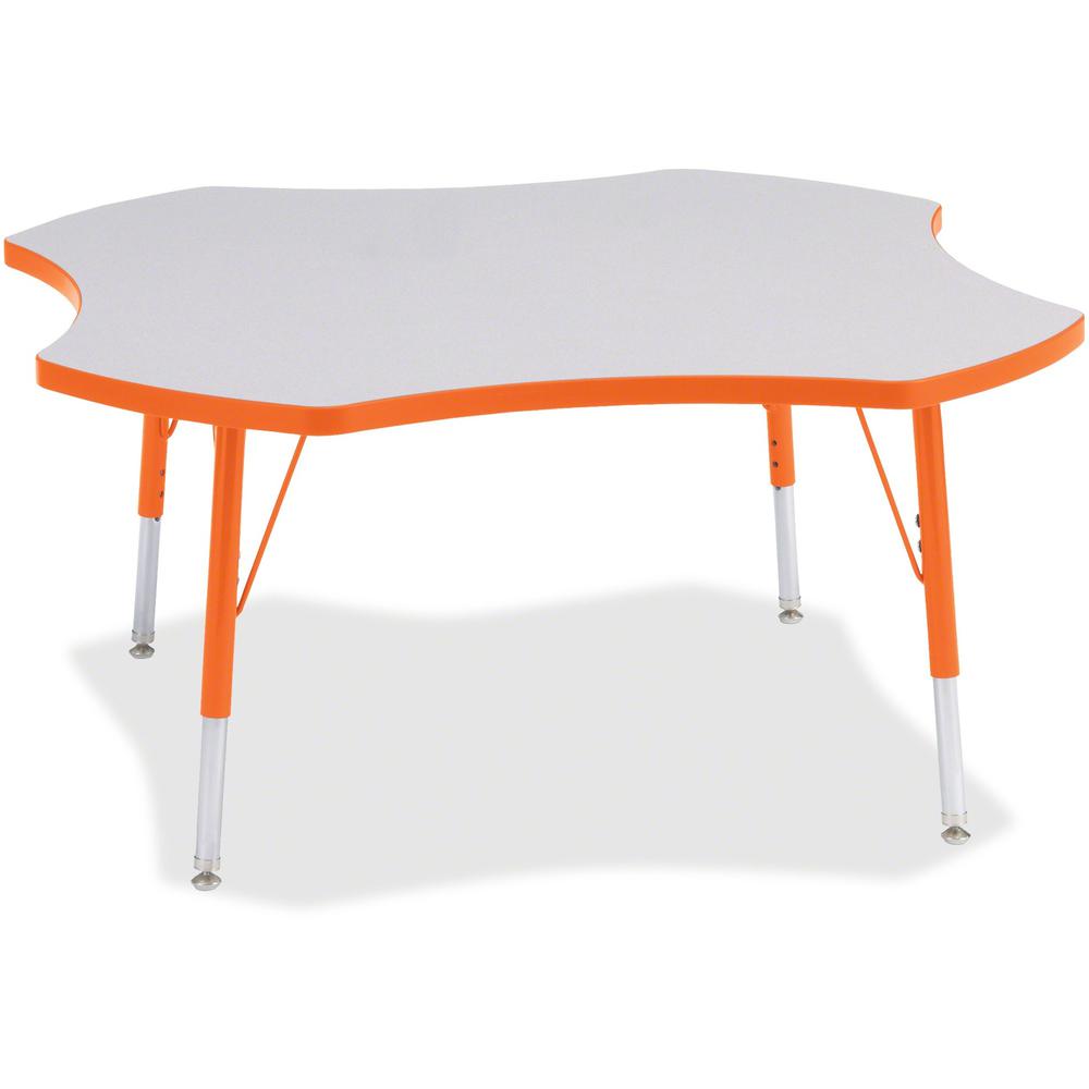 Jonti-Craft Berries Elementary Height Prism Four-Leaf Table - Laminated, Orange Top - Four Leg Base - 4 Legs - Adjustable Height - 15" to 24" Adjustment x 1.13" Table Top Thickness x 48" Table Top Dia. Picture 1
