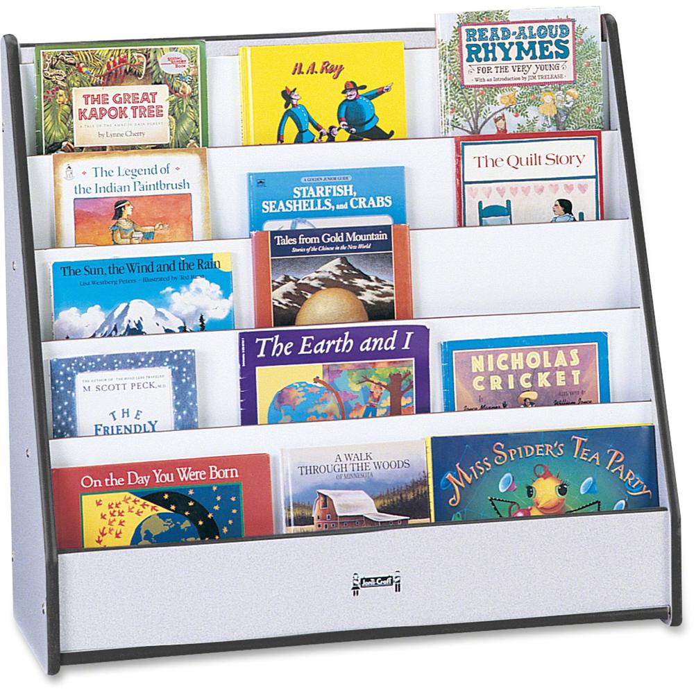 Jonti-Craft Rainbow Accents Laminate 5-shelf Pick-a-Book Stand - 5 Compartment(s) - 1" - 27.5" Height x 30" Width x 13.5" Depth - Rounded Corner, Laminated, Durable - Black - 1 Each. Picture 1