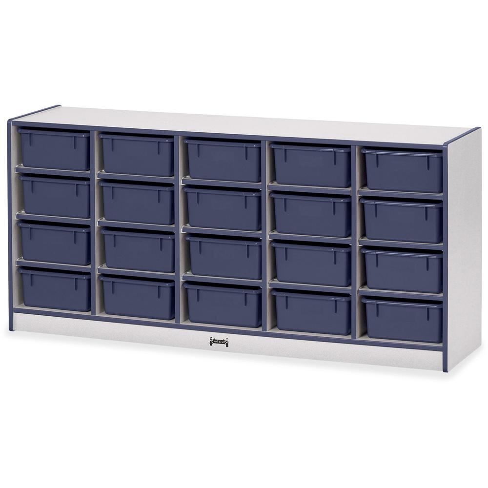 Jonti-Craft Rainbow Accents Cubbie Mobile Storage - 20 Compartment(s) - 29.5" Height x 24.5" Width x 15" DepthFloor - Durable, Laminated, Built-in Wheels - Navy Blue - Hard Rubber - 1 Each. Picture 1