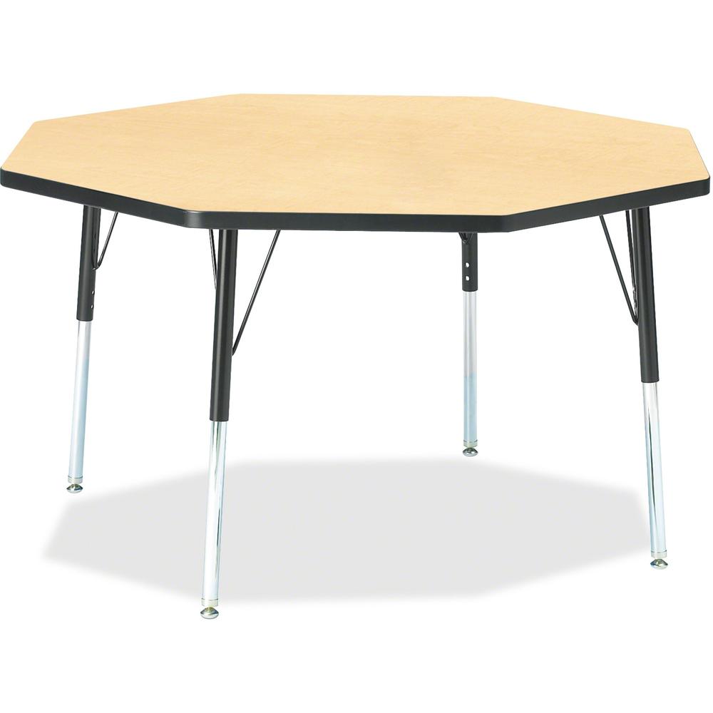 Jonti-Craft Berries Adult Height Color Edge Octagon Table - Laminated Octagonal, Maple Top - Four Leg Base - 4 Legs - Adjustable Height - 24" to 31" Adjustment x 1.13" Table Top Thickness x 48" Table. Picture 1