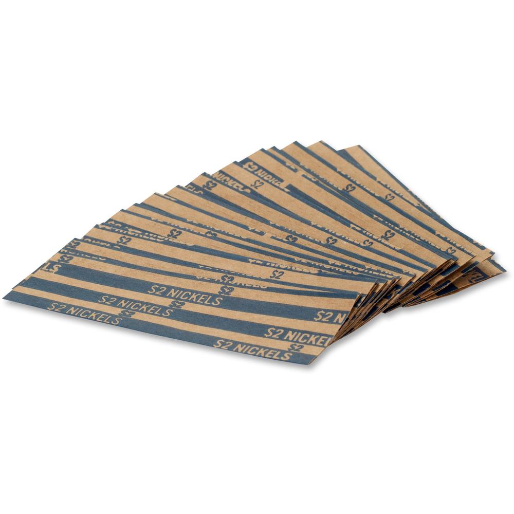 PAP-R Flat Coin Wrappers - Total $2.00 in 40 Coins of 5¢ Denomination - Heavy Duty - Paper, Kraft - Blue - 1000 / Box. Picture 1