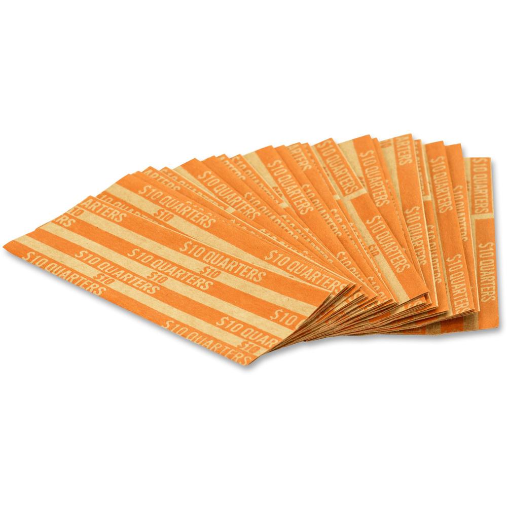 PAP-R Flat Coin Wrappers - Total $10 in 40 Coins of 25¢ Denomination - Heavy Duty - Paper - Kraft - 1000 / Box. Picture 1