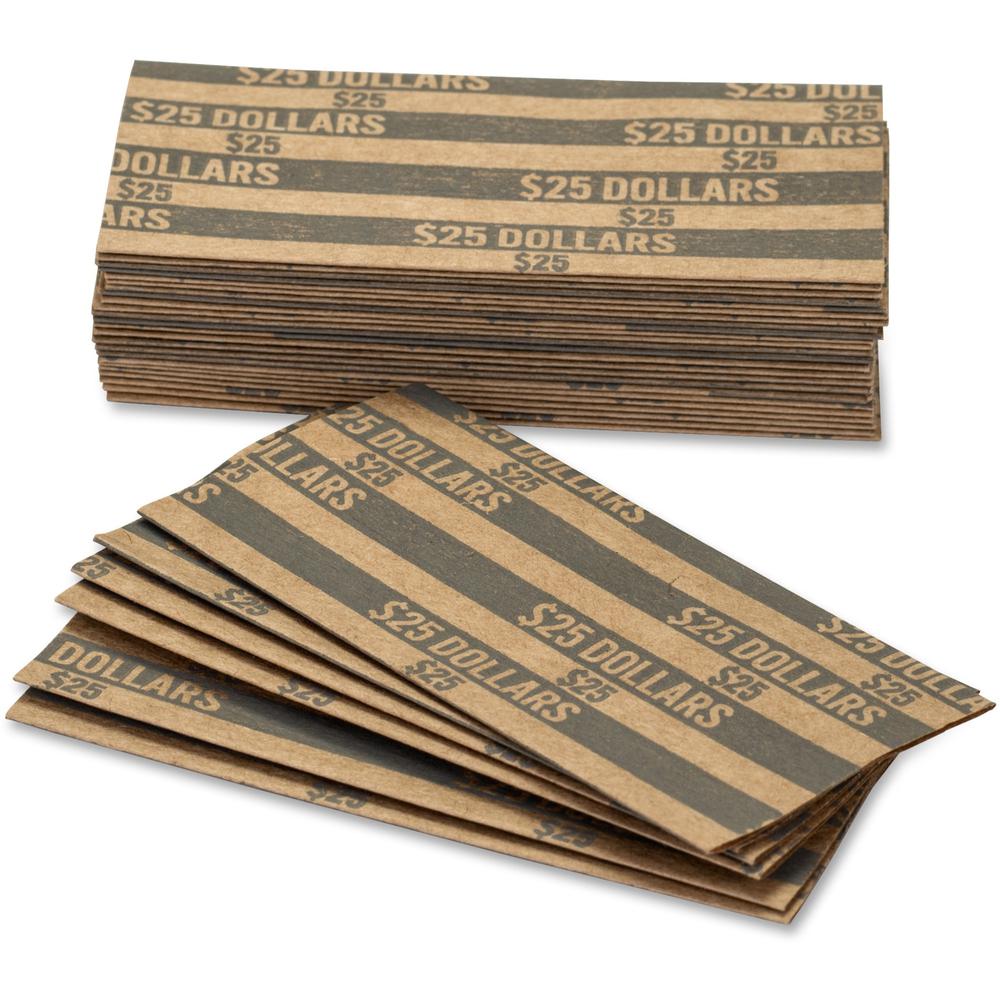 PAP-R Flat Coin Wrappers - Total $25 in 25 Coins of $1 Denomination - Heavy Duty - Paper - Dark Gray - 1000 / Box. Picture 1